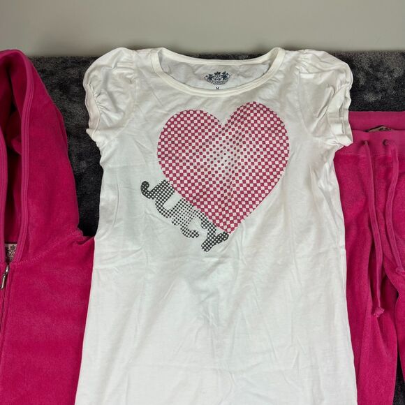 Vtg Juicy Couture Heart Tracksuit Terry 3 Piece Set Flare Pants Jacket M/L USA - Picture 2 of 16